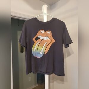 H&M Rolling Stones Cropped Tee